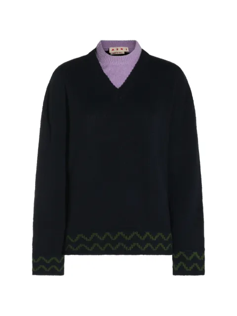 Marni layered-neck sweater Blue GCMD0679Q0UFH100