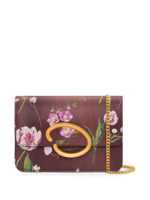 Oscar de la Renta O Pochette floral-print clutch mini bag Brown 26FH0592SAF