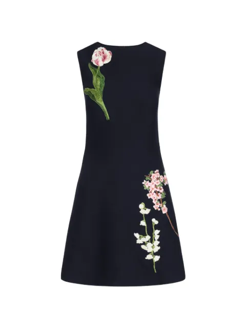 Oscar de la Renta botanical-embroidered A-line mini dress Blue 26FE186NEW