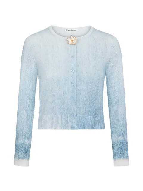 Oscar de la Renta ombré-effect button-detailed cropped cardigan Blue 26FN147BMJ