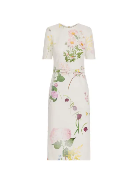 Oscar de la Renta botanical-print denim mini dress White 26FN299FBN