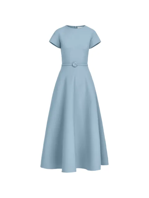 Oscar de la Renta belted cap-sleeve flared dress Blue 26FN296DSW