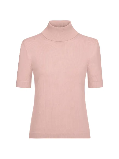 Oscar de la Renta short-sleeved knitted turtleneck T-shirt Pink 26FN104MMR
