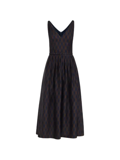 Oscar de la Renta argyle silk twill midi dress Brown 26FN279ASW