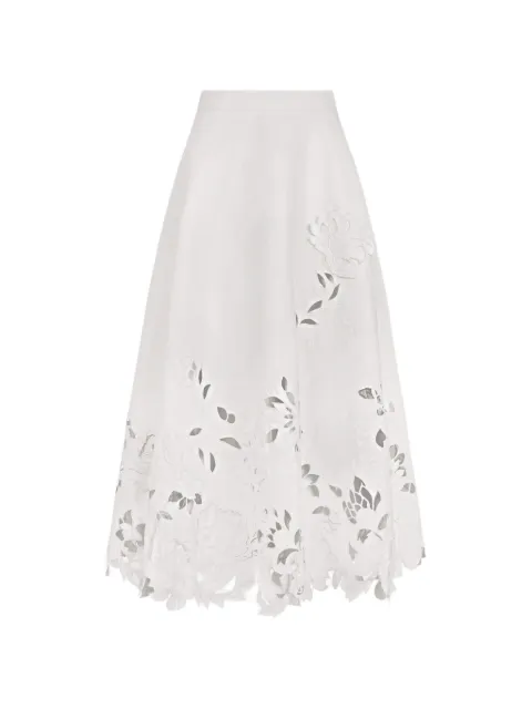 Oscar de la Renta floral-cutout midi skirt White 26FE404SRN