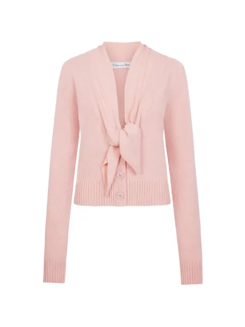 Oscar de la Renta tied-neck wool cardigan Pink 26FN142STV