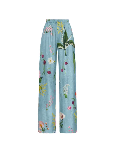 Oscar de la Renta floral-print silk palazzo pants Blue 26FN3092MBI