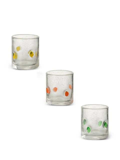J-LINE citrus-motif bubble-effect glasses (set of three) White 6A53475