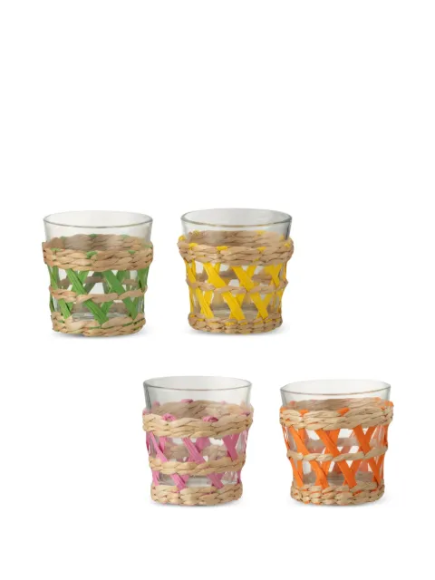 J-LINE woven-sleeve glasses (set of four) Neutrals 6A52582