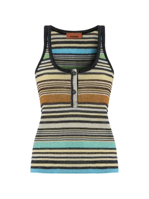 Missoni striped metallic-knit tank top Blue DS26SK19