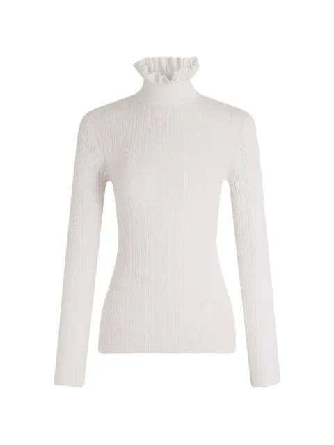 Patou ruffle-trim ribbed sweater Neutrals KN3518095001W