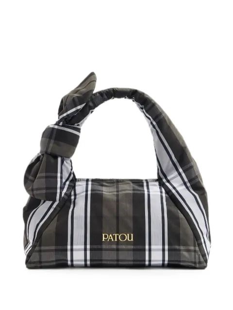 Patou knot check-print tote bag Brown AC16902675109