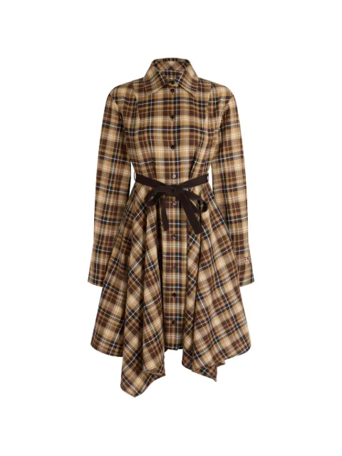 Patou midi check handkerchief-hem dress Brown DR28402665108
