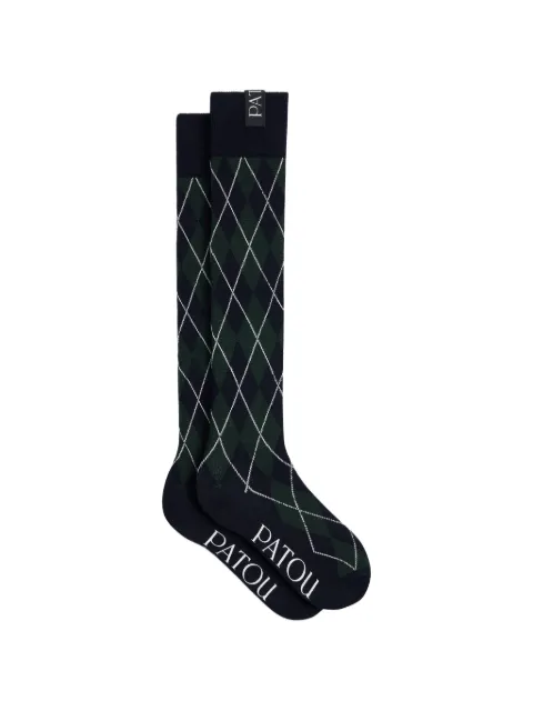Patou argyle-knit knee-high socks Blue AC1720279698N