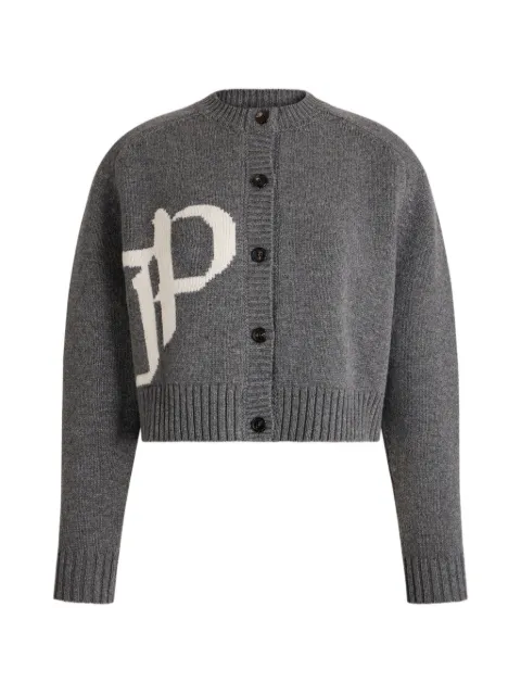Patou JP logo-intarsia cardigan Grey KN3958101969G