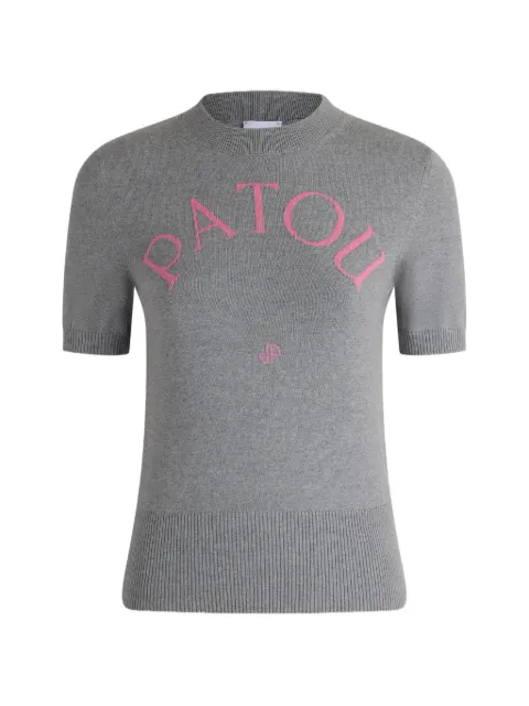 Patou jacquard short-sleeve sweater Grey KN0688045968G