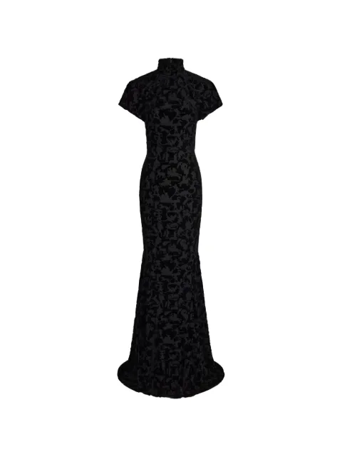 Patou maxi devoré high-neck dress Black DR2800276999B