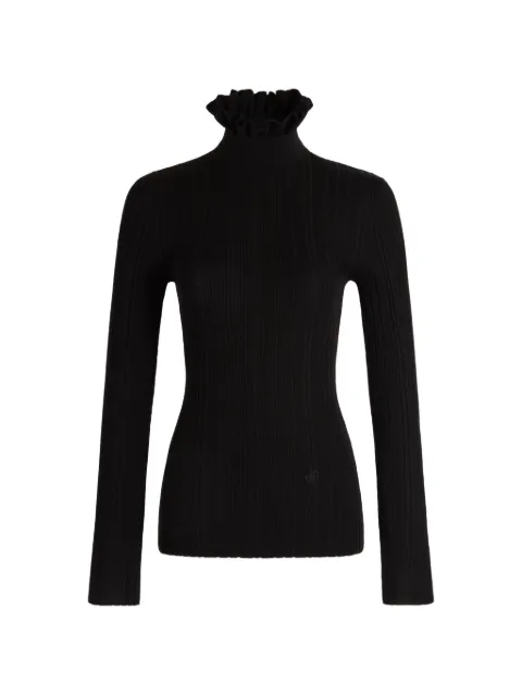 Patou ruffle-trim ribbed sweater Black KN3518095999B