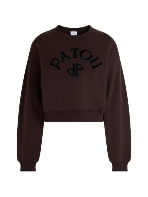 Patou logo-patch cropped sweater Brown JE2819995818B