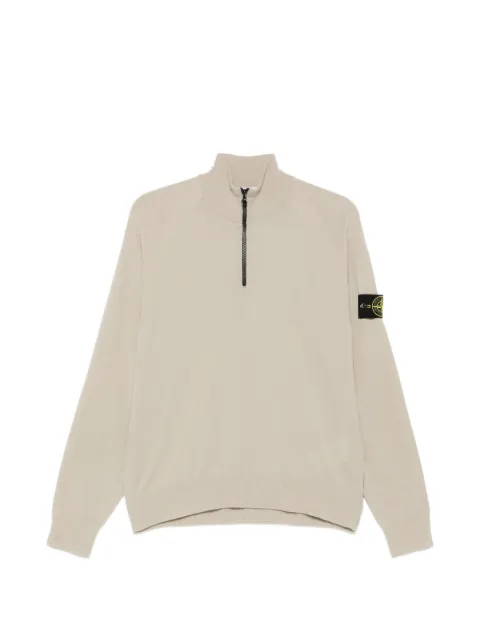 Stone Island logo-patch zip-neck sweater Neutrals L2S155100008S00A1
