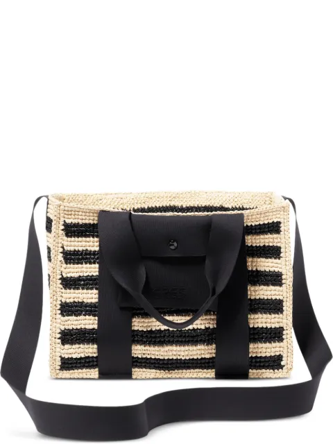 ERES Voyageur striped raffia tote bag Black 192619