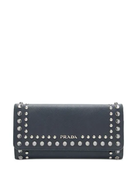 Prada Pre-Owned Saffiano studded wallet Blue 41092126539848
