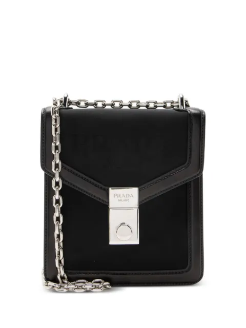 Prada Pre-Owned Jacquard logo flap crossbody bag Black 41103249604680