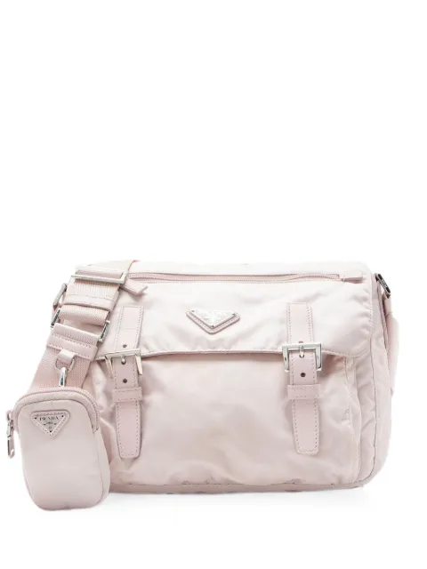 Prada Pre-Owned Re-Nylon double buckle messenger bag Pink 41086876844104