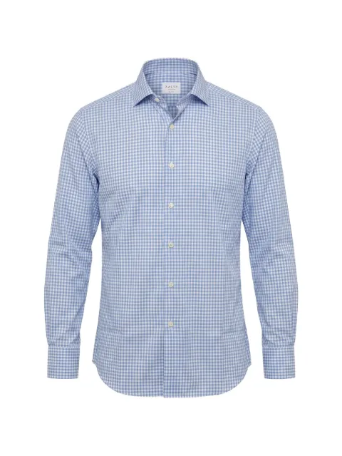 Xacus gingham-check long-sleeve shirt Blue WF558ML11810