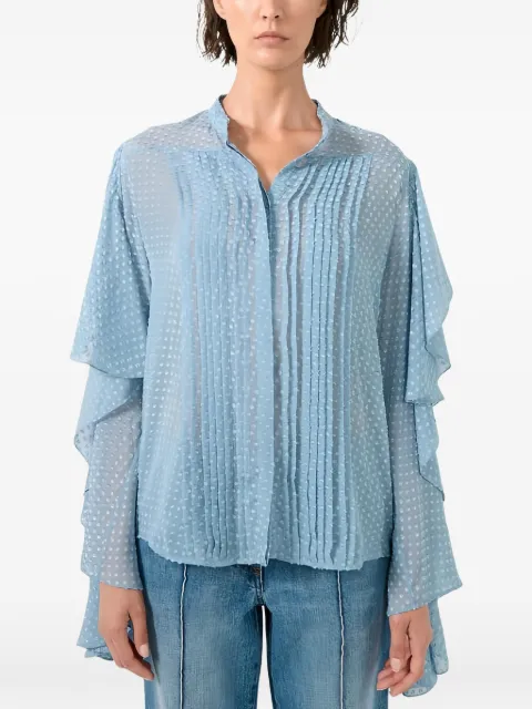 Barbara Bui ruffled plumetis silk blouse Blue H1404GCB