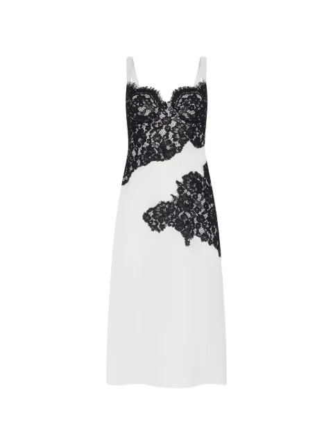 L'Agence Fenna lace-appliqué silk midi dress White 61645CHM