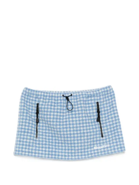 Miu Miu Vichy fleece mini skirt White MG2518SOOO6375