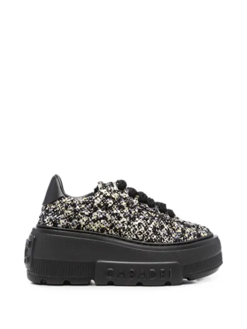 Casadei bouclé-knit platform sneakers Black 2X127C070NC3093
