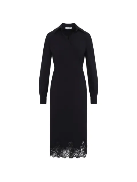 Alberta Ferretti midi lace-trim wrap dress Black A04456635