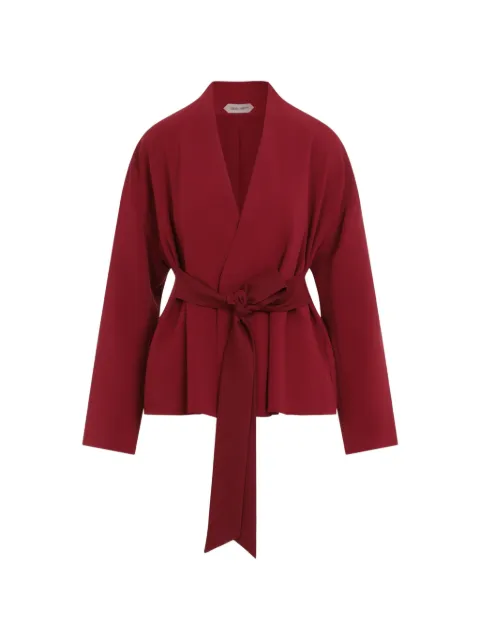 Alberta Ferretti belted pleated jacket Red A05026634