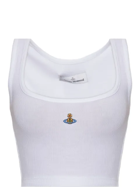 Vivienne Westwood Orb-embroidered ribbed crop top White 1G010011J00BO