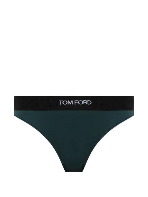 TOM FORD logo-waistband thong Green KNJ009JEX011
