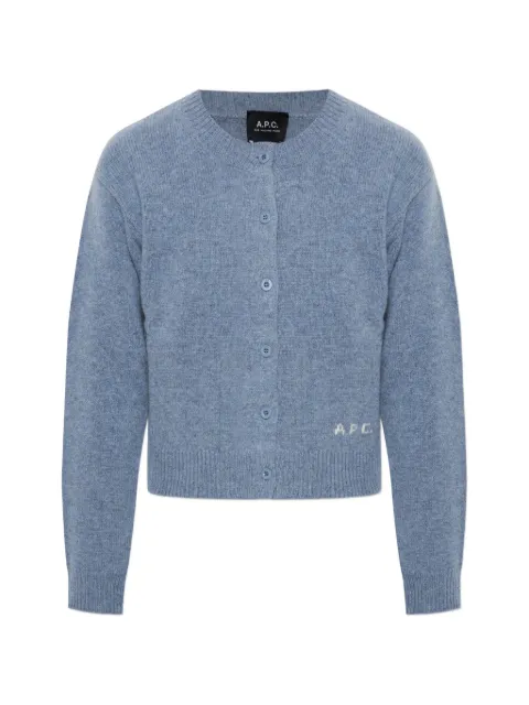 A.P.C. logo-detail cardigan Blue WOASWF22352