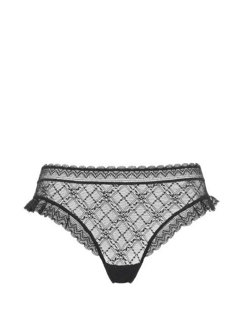 ERES Lili ruffled lace thong Black 612623