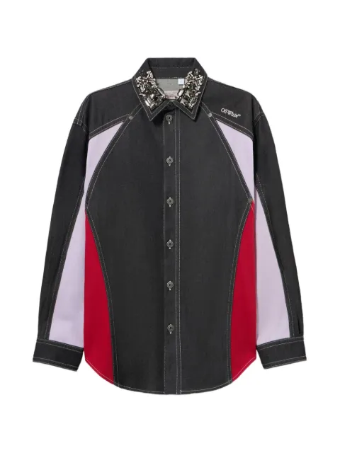 Off-White crystal-embellished color-block jacket Black 44MES01DZ26F002001
