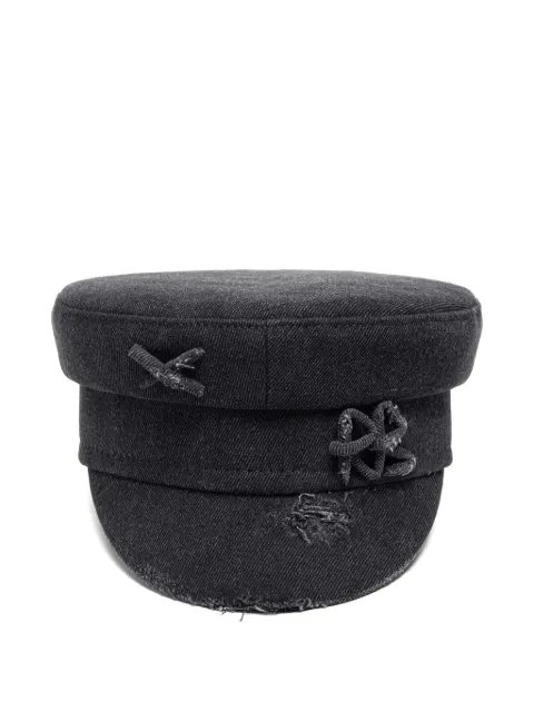 Ruslan Baginskiy Baker Boy distressed-denim cap Black DISTRESSEDDENIMBAKERBOYCAP