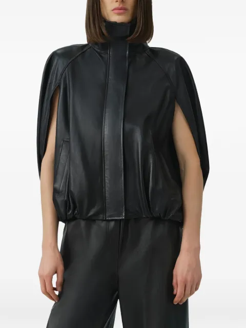 SIMKHAI Jada leather cape jacket Black 4266070LEBLACK