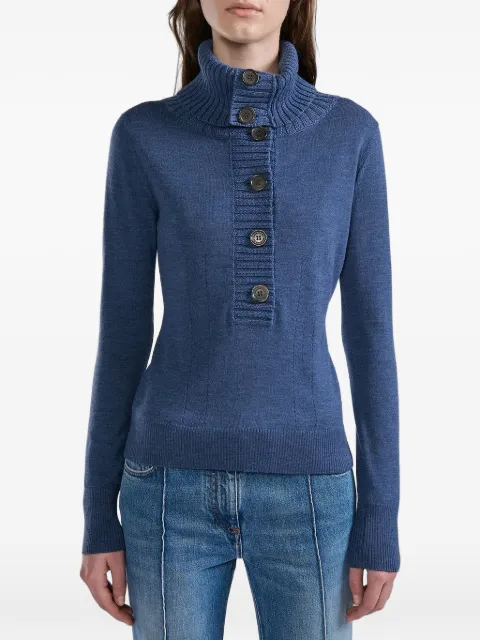 Barbara Bui button-neck merino wool sweater Blue G4209MXH