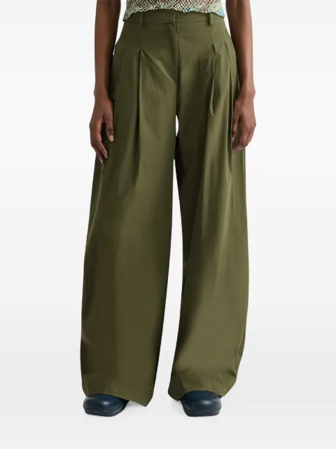 TWP The Next Didi pleated raw-hem trousers Green 28068