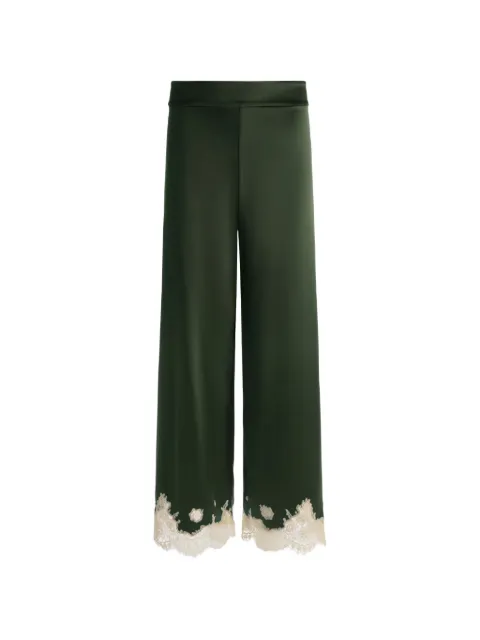 alice + olivia Athena lace-trim palazzo pants Green CC606206107