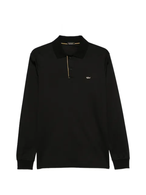 Paul & Shark logo-plaque long-sleeve polo shirt Black 15311727