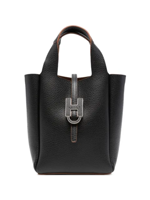 Hogan mini logo-plaque tote bag Black KBW01XA0100QVD