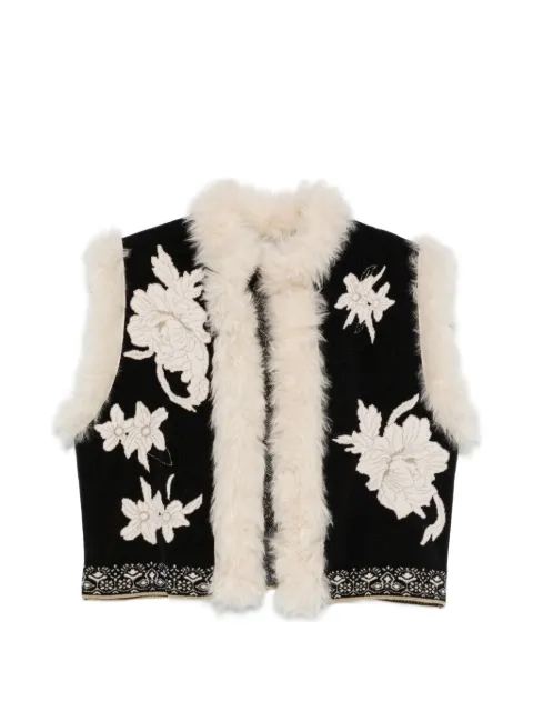 Forte Forte floral-embroidered open-front gilet Black 15155MYJACKET