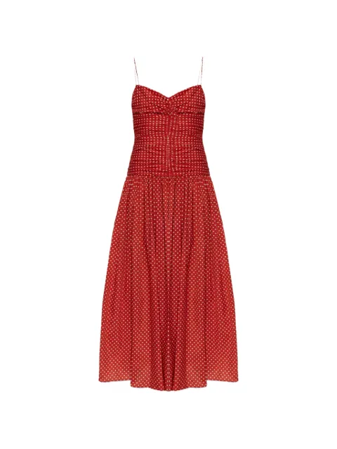 Matteau polka-dot ruched maxi dress Red GATHEREDDROPWAISTDRESS0