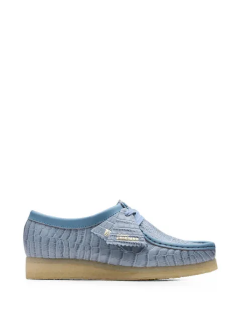 Clarks Originals Wallabee croc-effect leather Derby shoes Blue 26180681